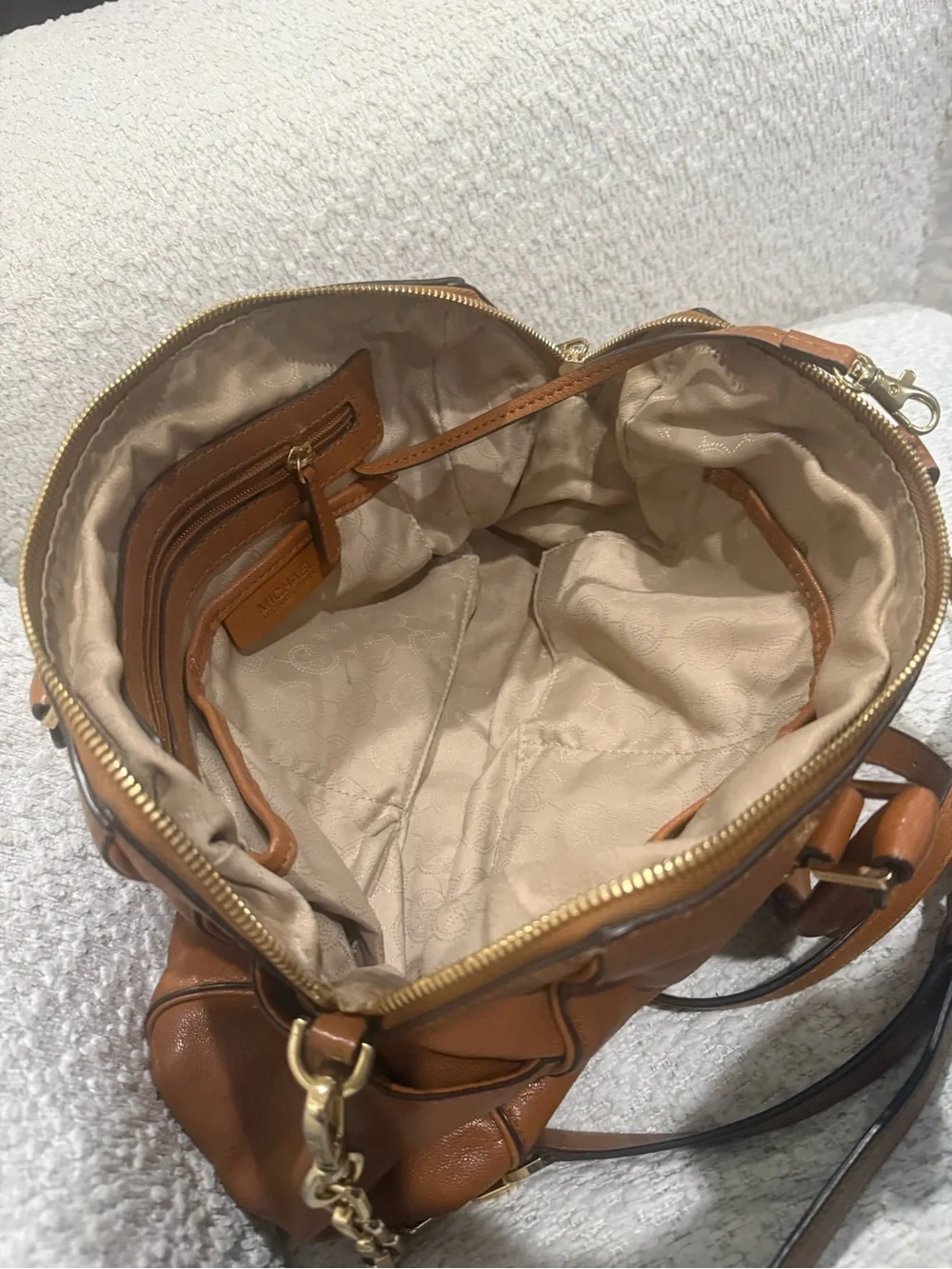 Michael Kors Women's Leather Satchel Handbag in Cognac Brown